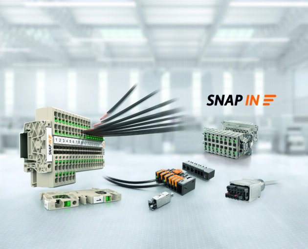 Bild 1 | Weidm&uuml;ller hat die Snap-In-Technologie in die Klippon-Connect- Reihenklemmen, die schweren Steckverbinder RockStar, die Steckverbinder Omnimate sowie die Push-Pull-Power-Steckverbinder integriert.