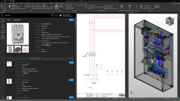 Bild 2 | Nahtloser Übergang: Einfügen von Teilen aus der
Eplan Cloud in die Projekt- und Teiledatenbank.