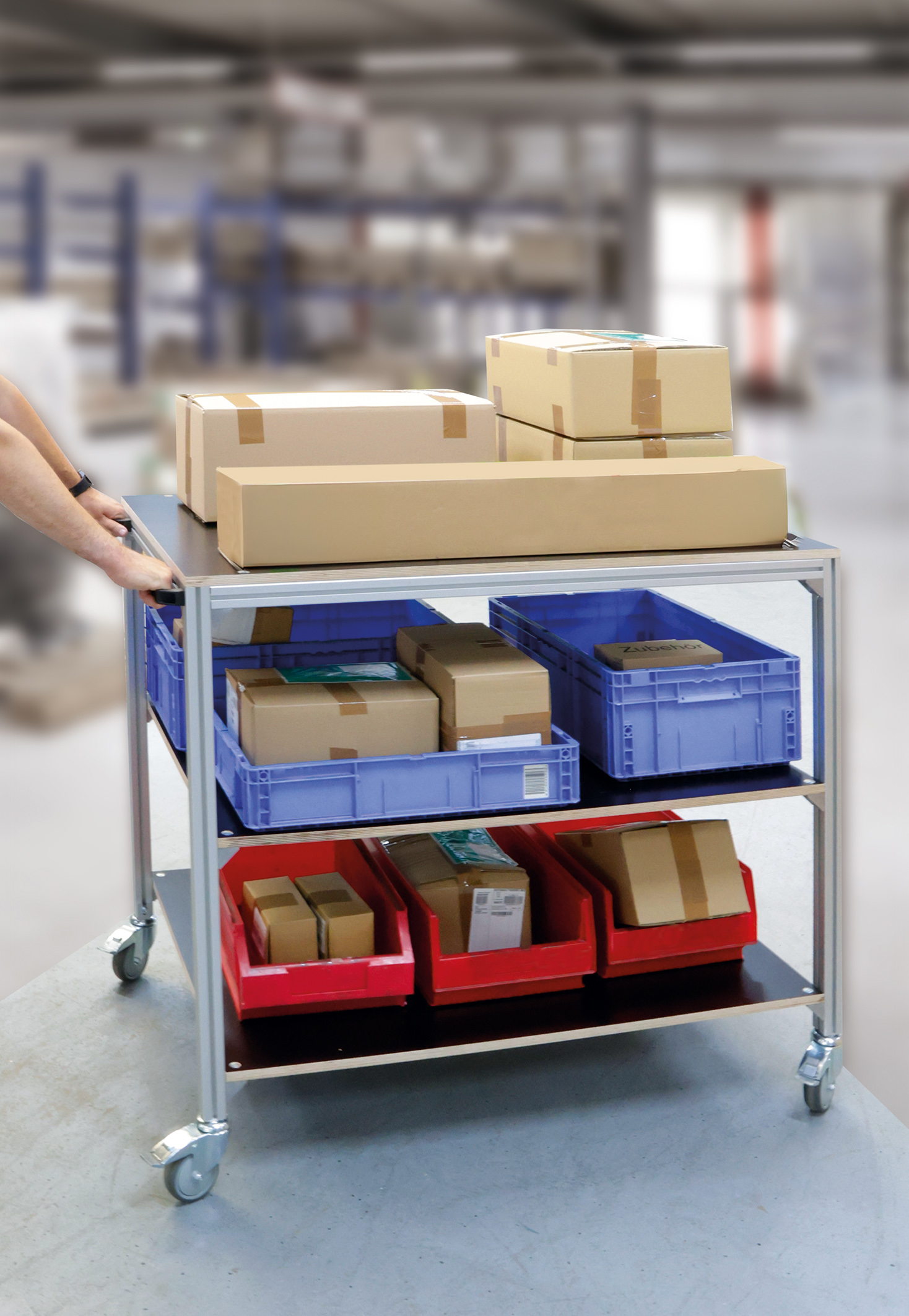 Der Materialwagen Eco von RK Rose+Krieger ist ein wirtschaftliches System für das einfache Bewegen schwerer Lasten.