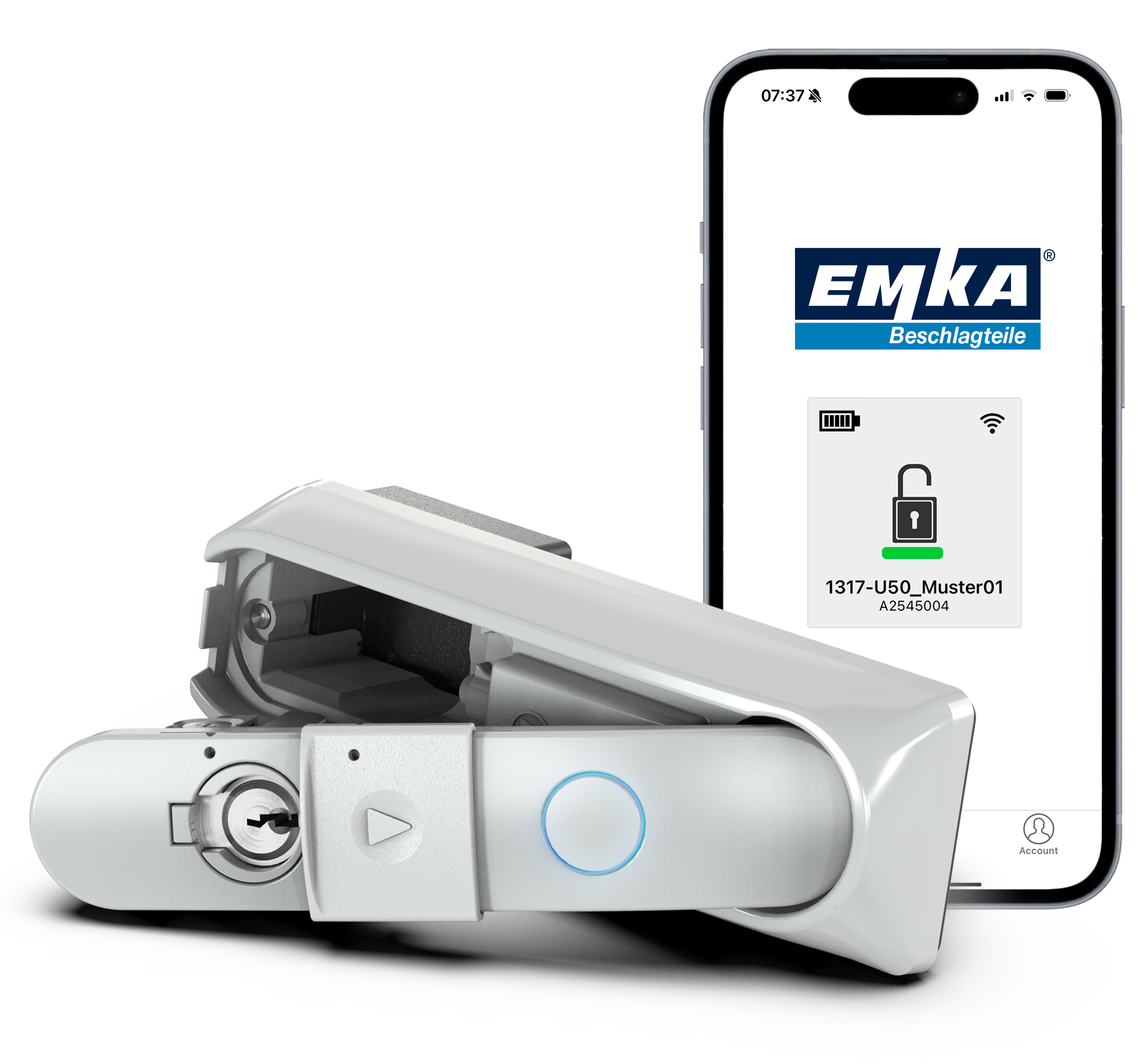 Der neue Outdoor-Schwenkgriff von Emka mit integriertem Energiespeicher und Bluetooth-Technologie eignet sich ideal für energieautarke Gehäuse im Außenbereich.