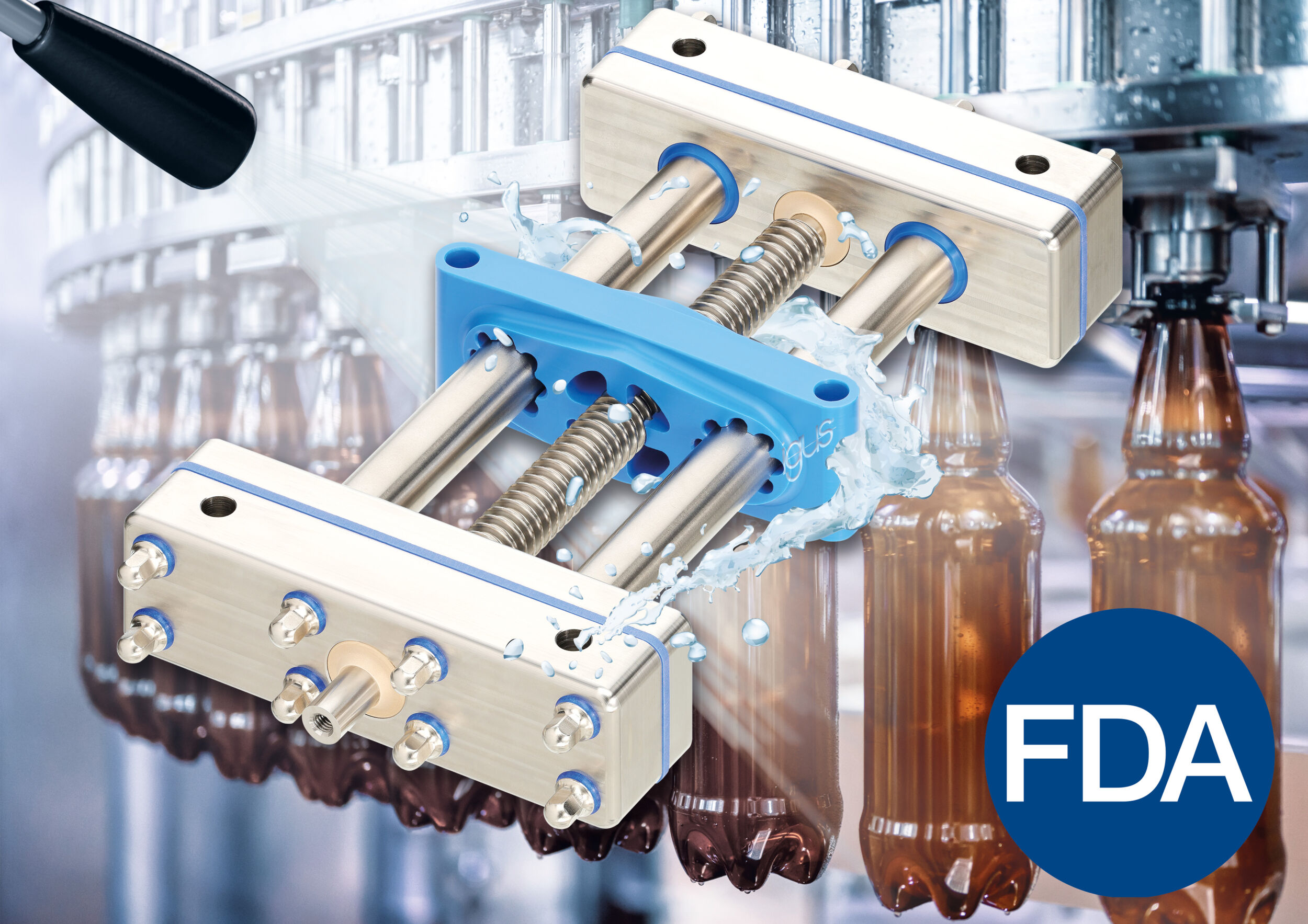 Igus entwickelt schmierfreie Linear- und Antriebstechnik wie die einbaufertige SHT-Linearachse im Hygienic Design.