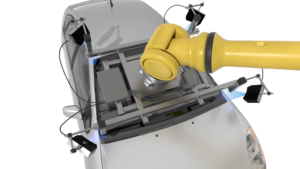 3D-Bildverarbeitung stellt Raumdaten für das Handling, die Positionierung und die Montage per Roboter bereit. Beim Einbau von Windschutzscheiben ermitteln Sensoren die Lage und Ausrichtung der Fahrzeugöffnung.