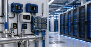 Sensorik und Automatisierungstechnik von Jumo überwachen zentrale Parameter der Rechenzentrumskühlung - von Temperatur und Feuchte bis zu Druck und Kühlkreislauf.