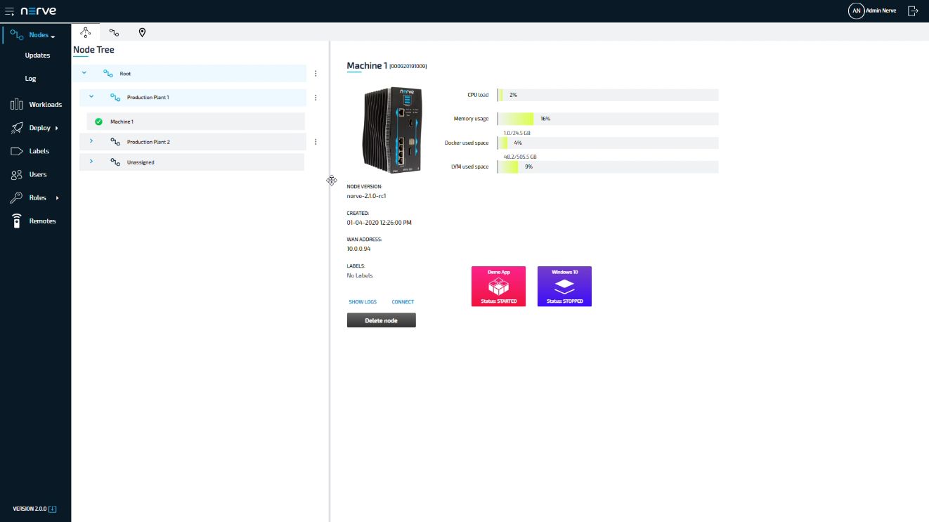 Nerve Blue von TTTech Industrial ermöglicht Datenkonnektivität, Software Management und Virtualisierung.