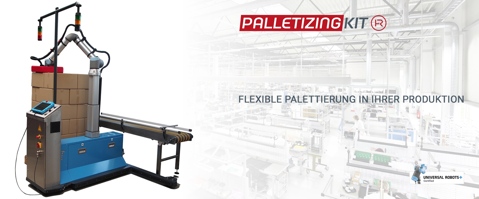 Flexible Palettierlösung mit mobilem Rahmen und zwei Stellplätzen