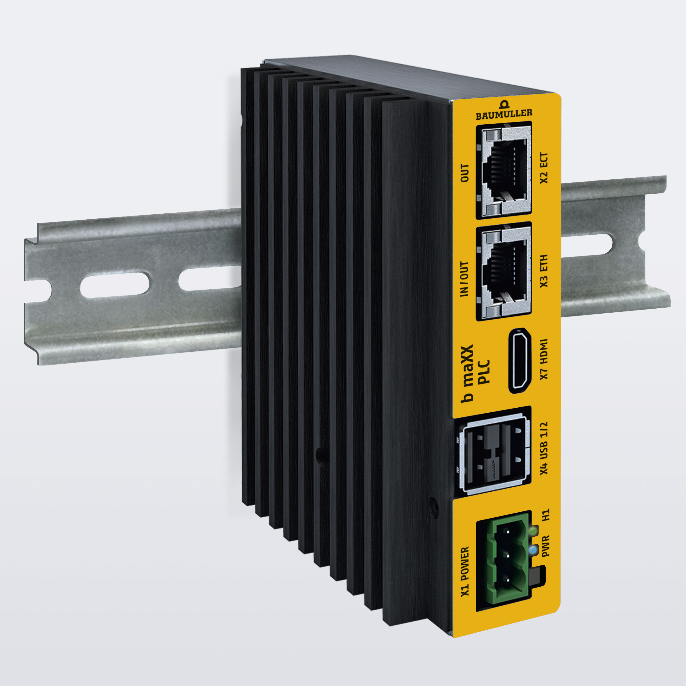 Höchst kompakt und leistungsstark: Die Baumüller-Steuerung b maXX PLC kombiniert Industrie-PC und klassische PLC-Steuerung auf einer gemeinsamen Hardware. Sie besticht durch einen sehr geringen Platzbedarf und zeichnet sich zudem durch eine sehr gute Performance mit hochsynchronen Echtzeittasks aus.