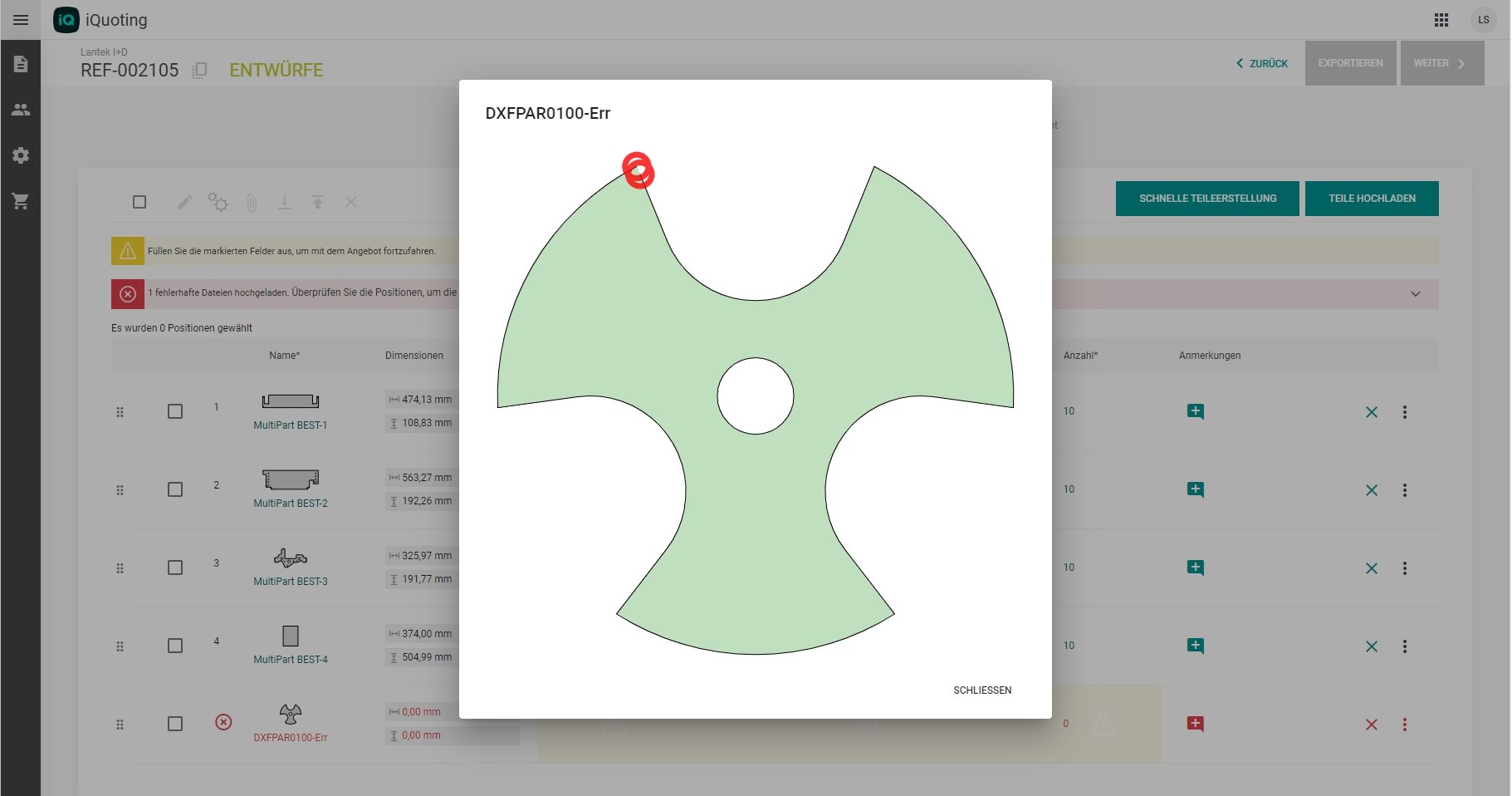 Lantek iQuoting kalkuliert auf Basis echter Daten – einmal eingegeben, können die Daten für alle folgenden Prozesse verwendet werden.