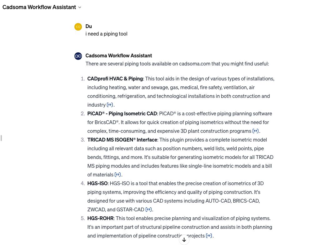 Der Cadsoma Workflow Assistant erweitert die Funktionalität von ChatGPT im Bereich der CAD-Konstruktion.