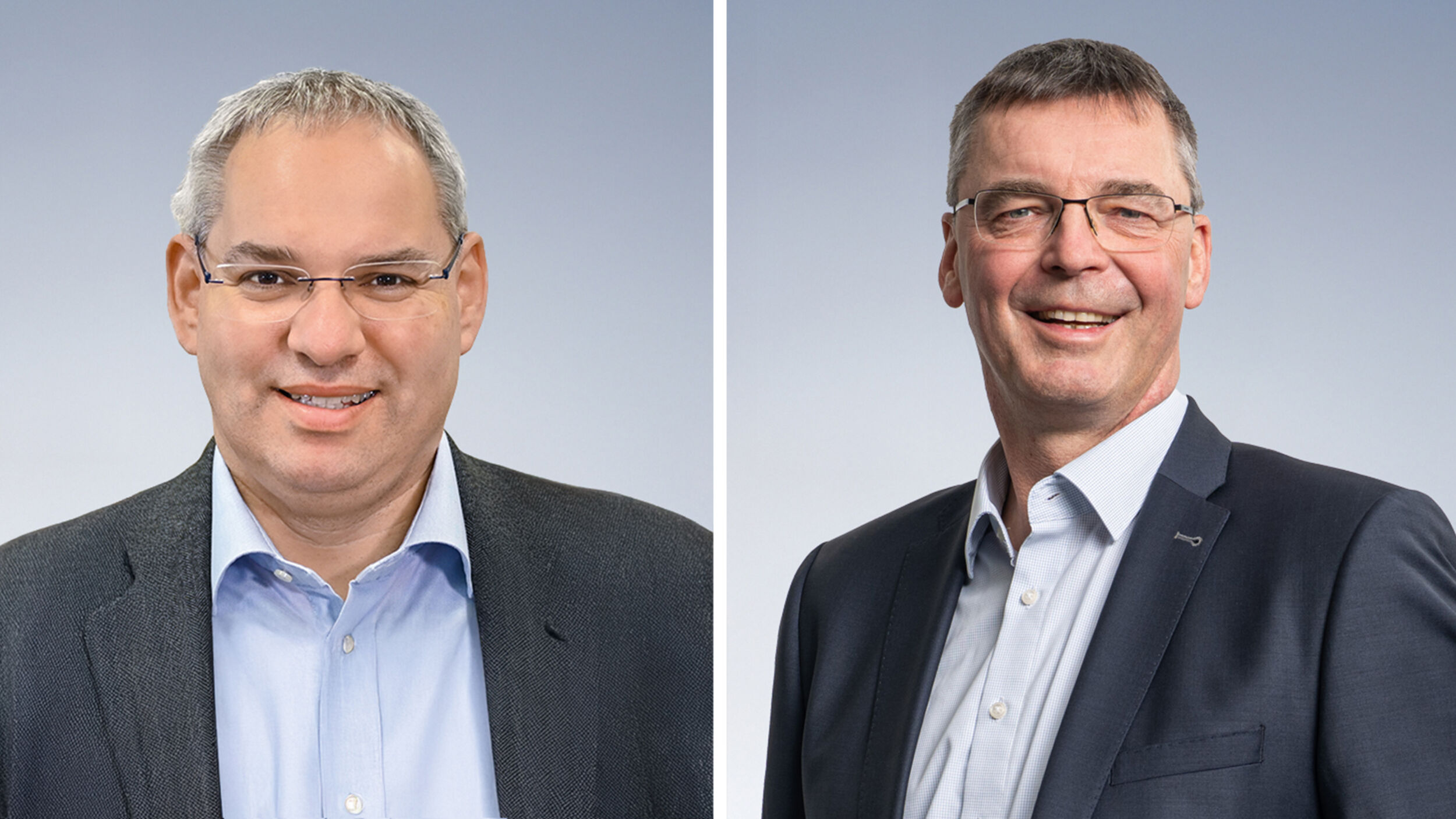 Volker Schiek (l.) übernimmt am 1. Juli von Holger von Hebel (r.) die Verantwortung für kaufmännische Aufgaben, Einkauf, Logistik und Personal im Vorstand.